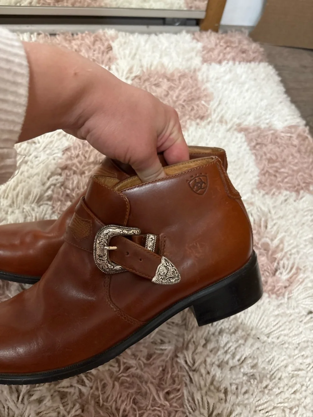 Ariat Chestnut Brown Leather Chukka Boots with Silver Buckle